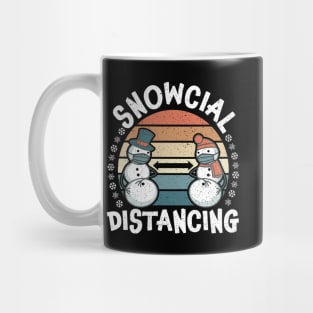 Snowcial Distancing - Funny Christmas Thanksgiving 2020 Vintage Retro Sunset Mug